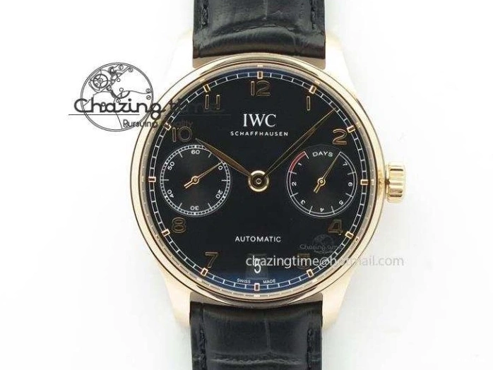 MIROTIME 0214 Portuguese Chrono RG IW371415 ZF 1:1 Best Edition Black Dial On Black Leather Strap A79350 (Slim Movement) FashionForward 7264